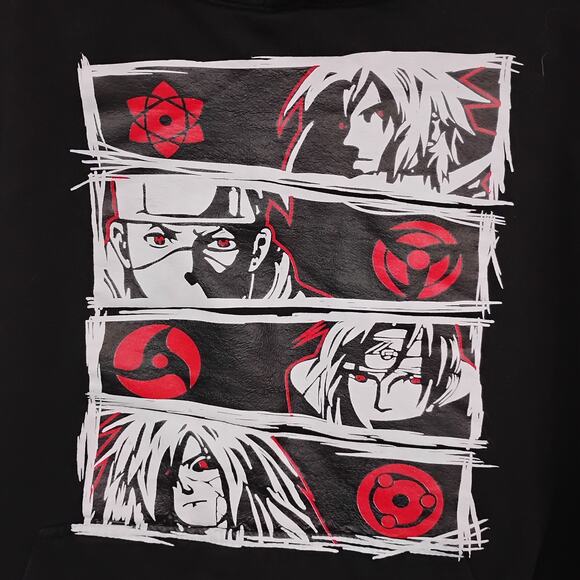 Copied - Naruto Shippuden Akatsuki Anime Hoodie Size Med Black with Red Graphics - Picture 2 of 5